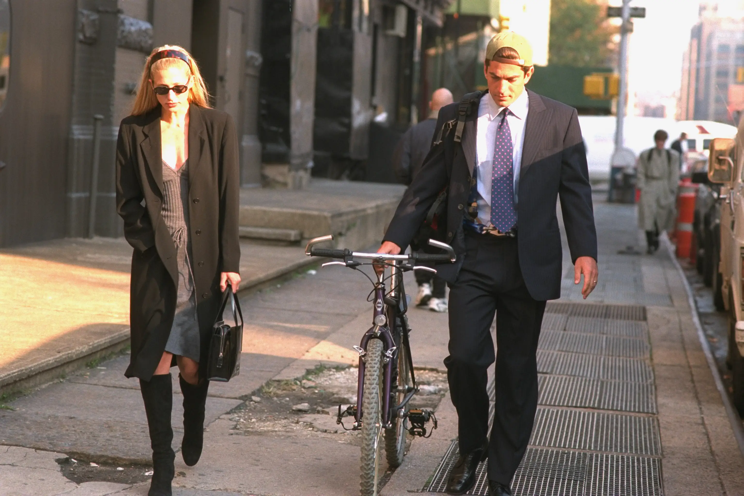 John F. Kennedy Jr. and Carolyn Bessette-Kennedy walk in New York City in 1996