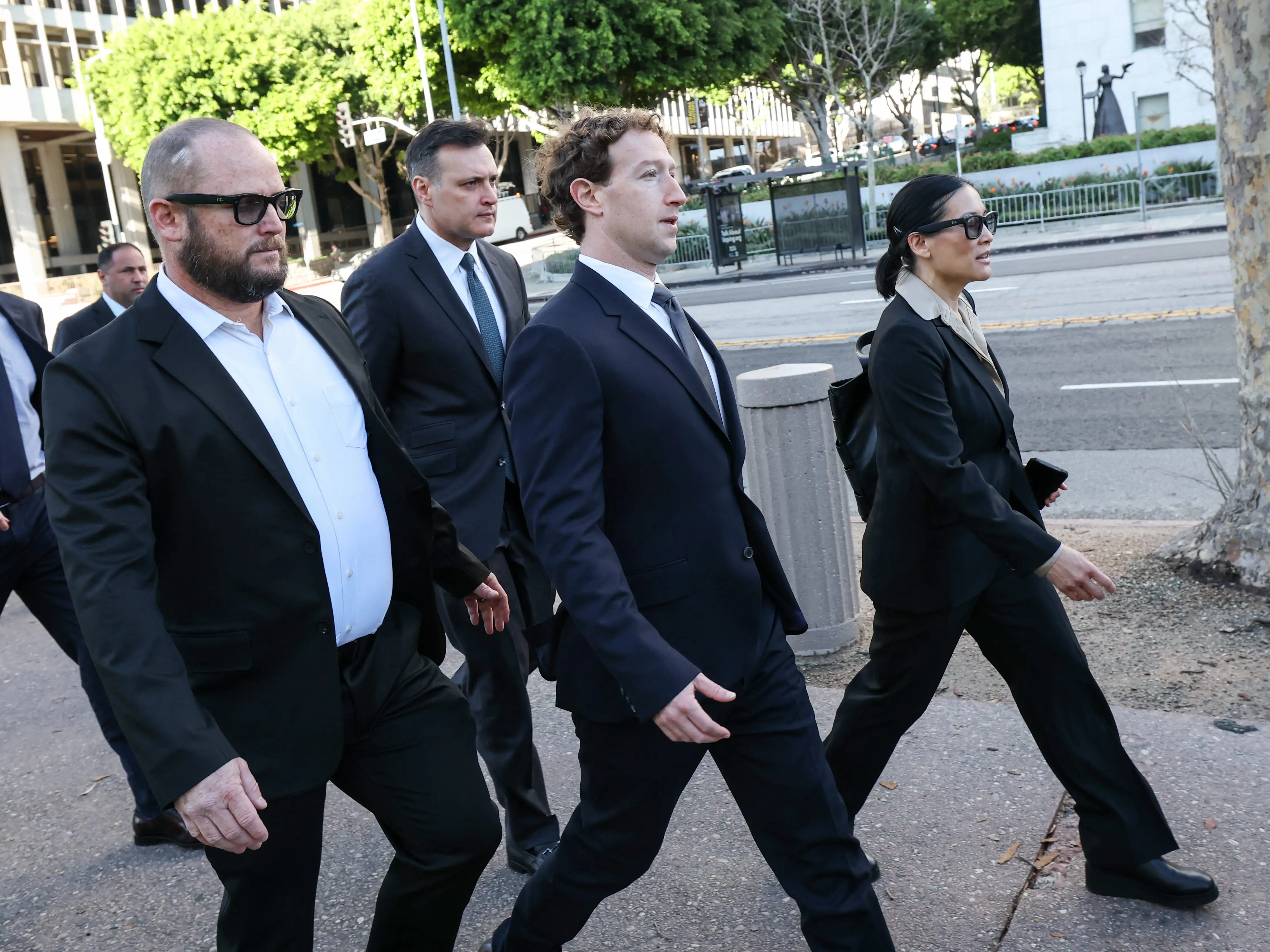 Mark Zuckerberg arrives at Los Angeles courthouse