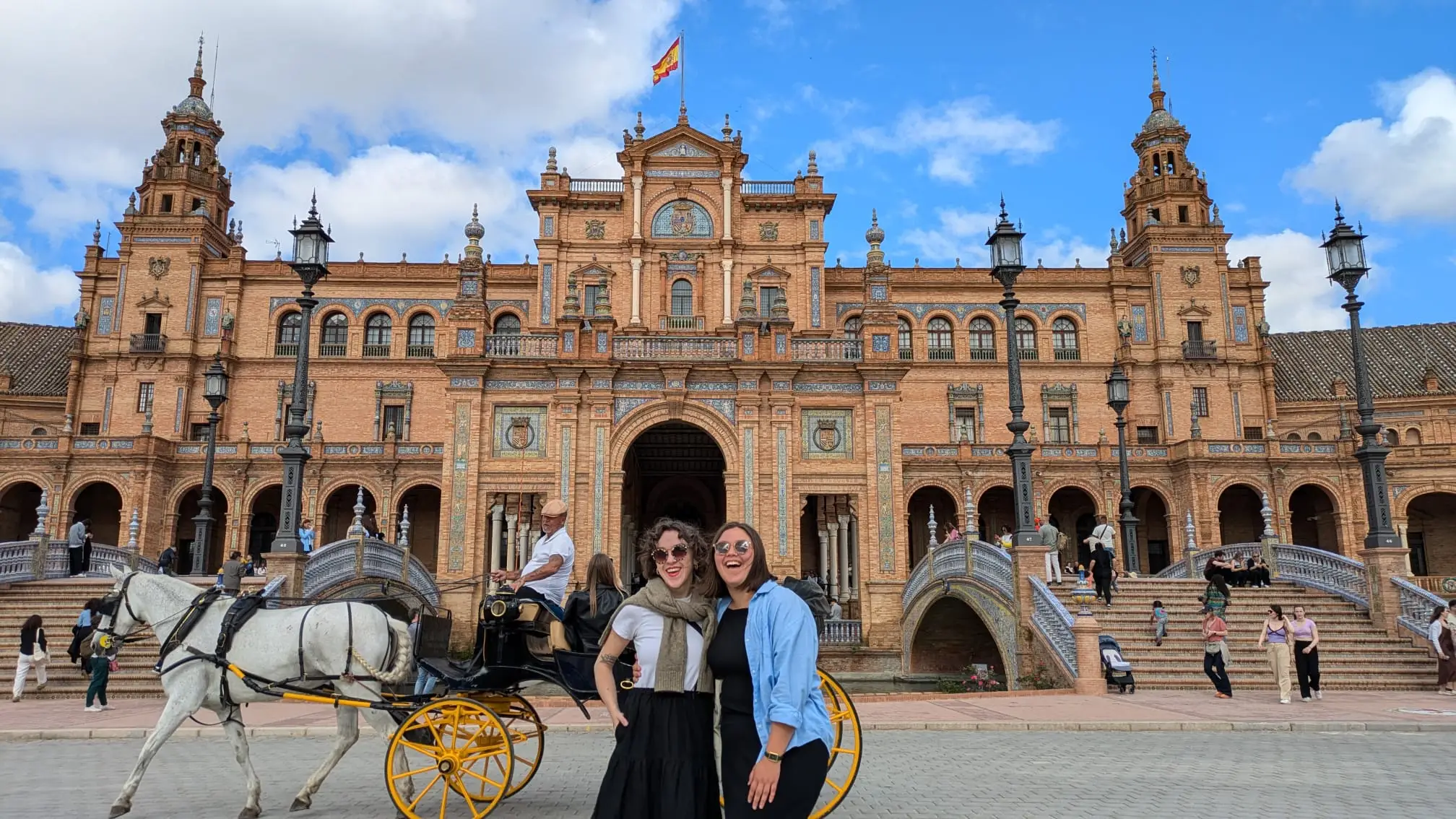 Two women smiling in Seville