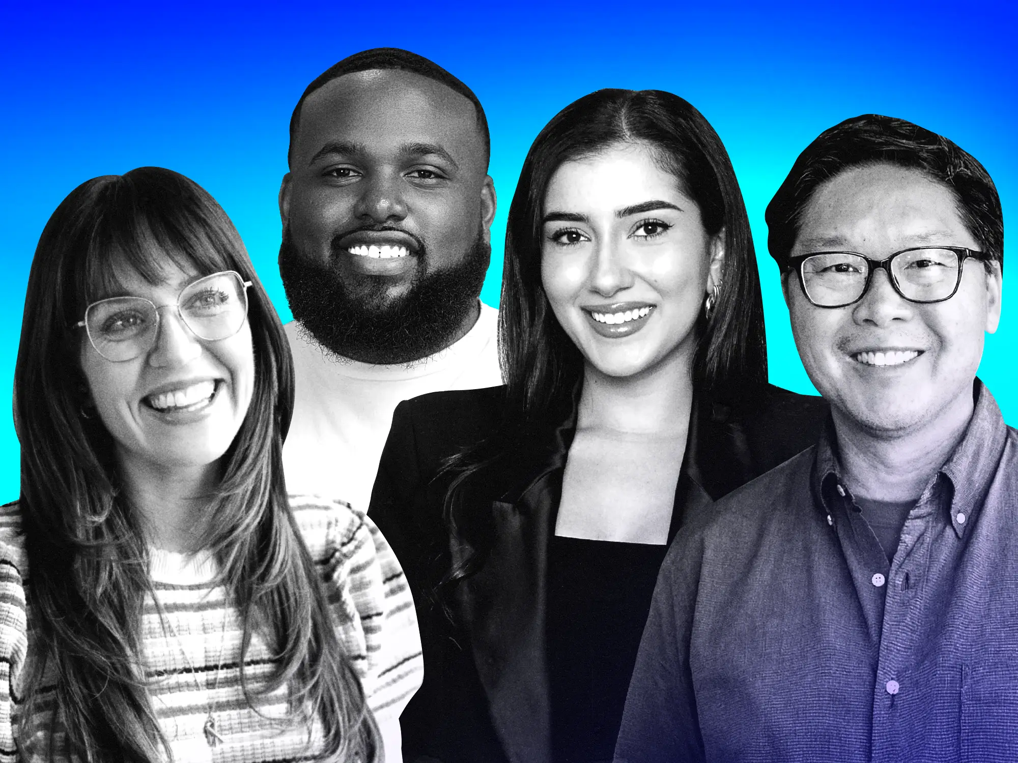 Photo collage featuring Rising stars of brand marketing (Katie Parkes, Zuri Godfrey, Bita Jedo and Benny Gee).