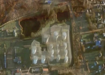 Satellite images show Russia put up anti-drone nets to protect its fuel tanks. A Ukrainian attack punched through.