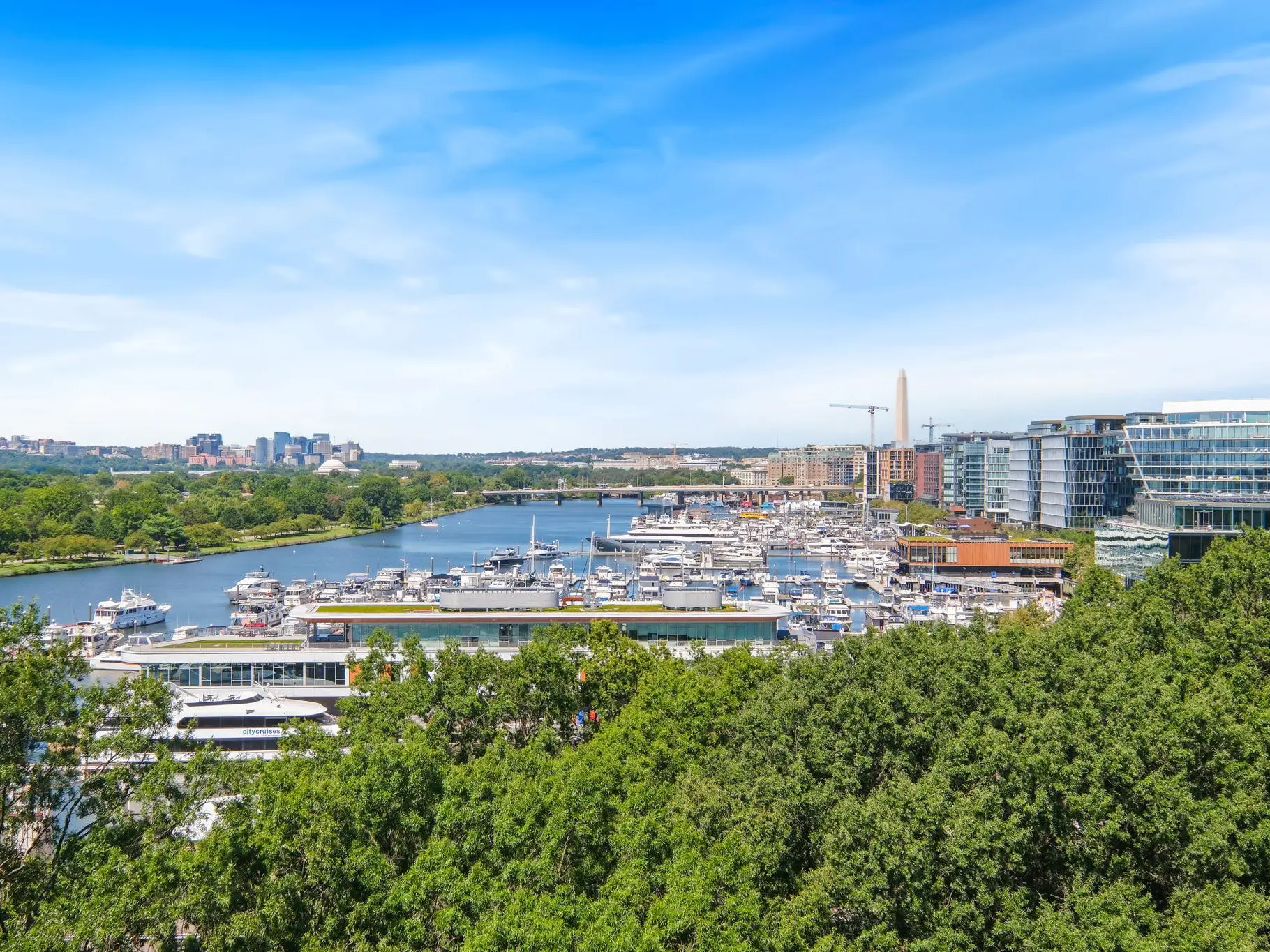 Boats on a riverfront.