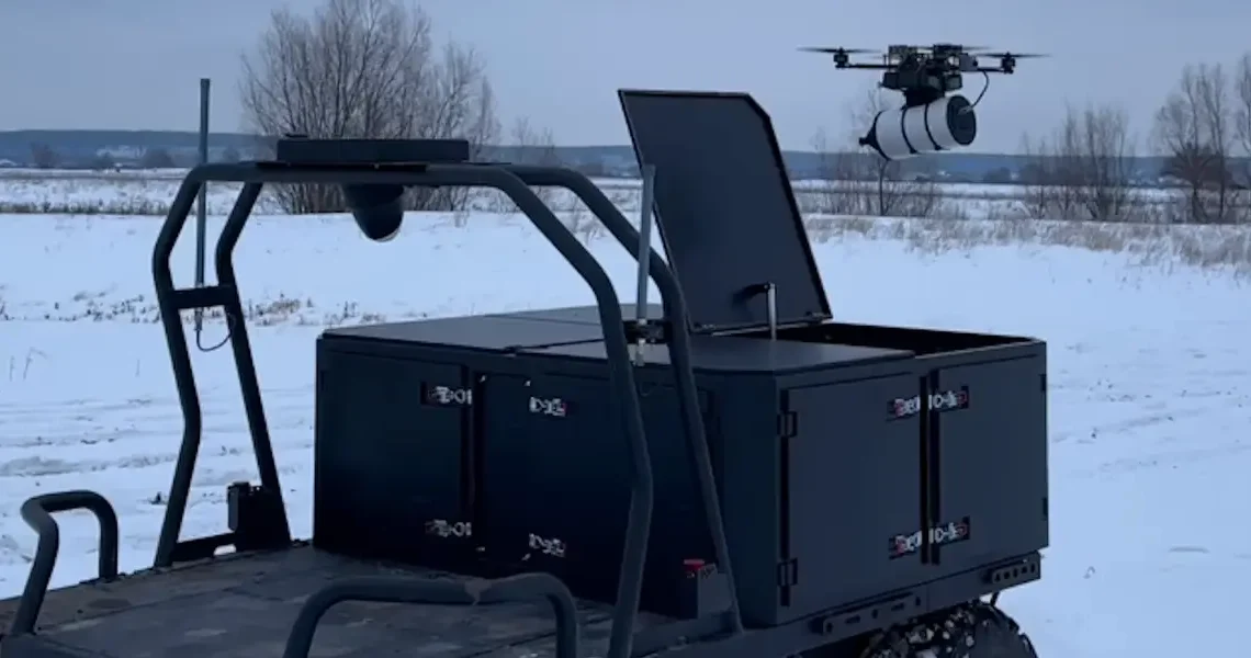 These new Ukrainian ground robots can launch unjammable fiber-optic drones close to the front so troops don’t have to