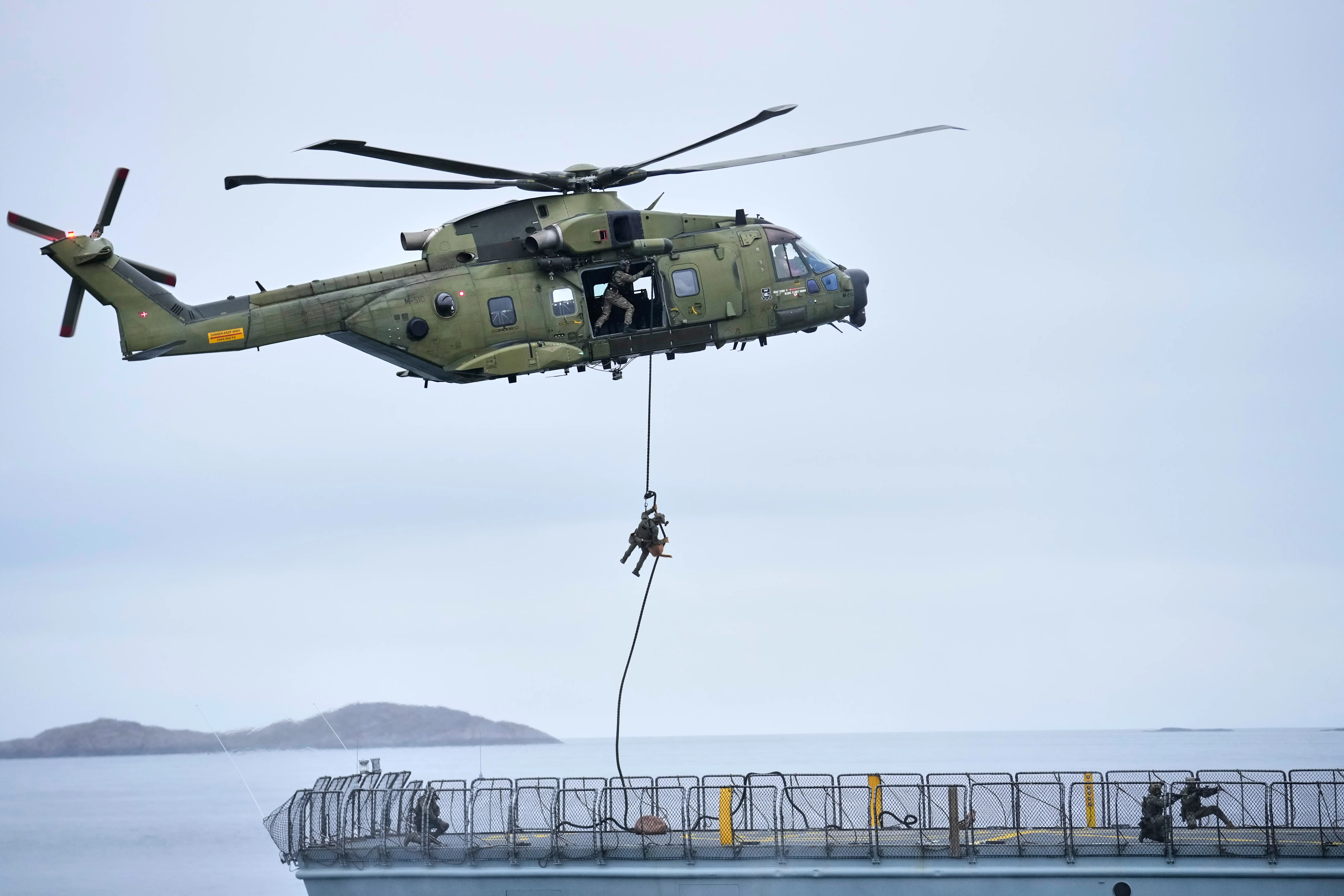 Danish military forces participate in a military exercise with hundreds of troops from several European NATO members in the Arctic Ocean in Nuuk, Greenland, Monday, Sept. 15, 2025.