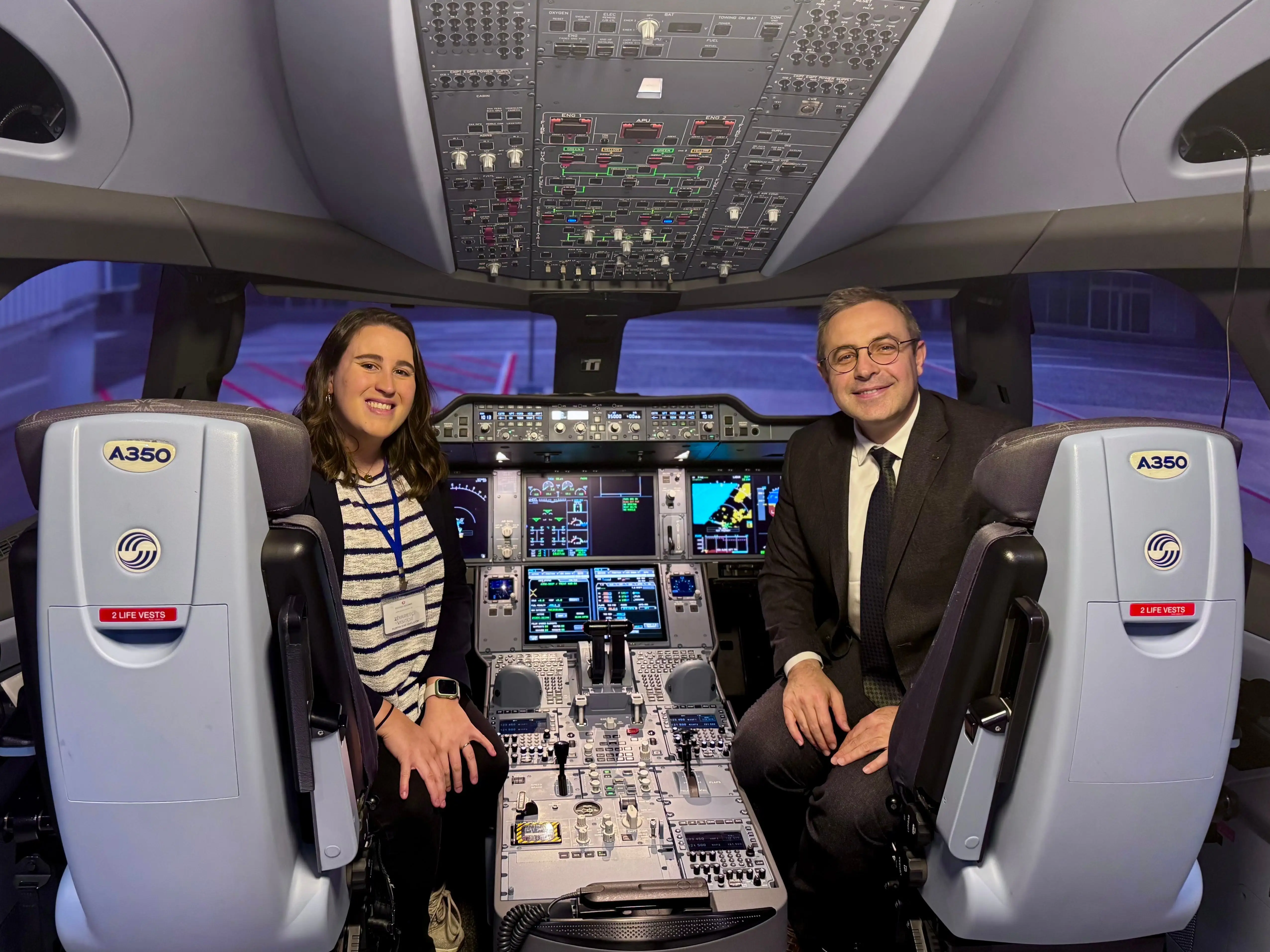 Flying an A350 flight simulator in Istanbul.