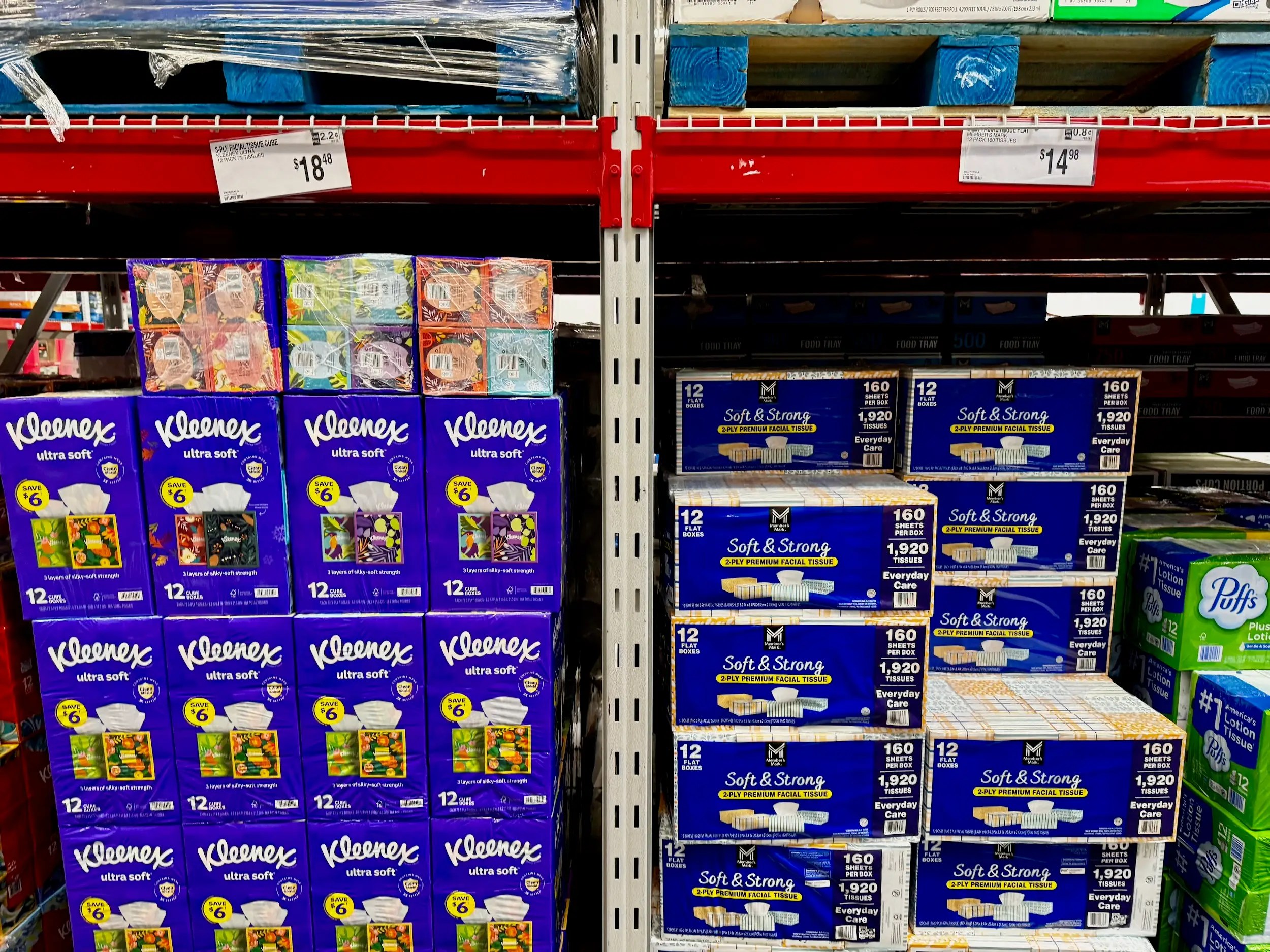 Facial tissue for sale at Sam's Club