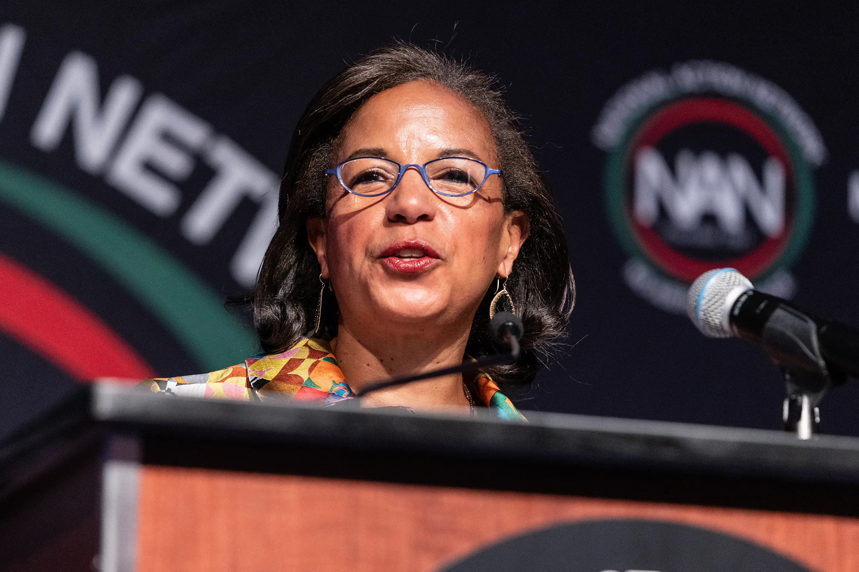 Susan Rice speaks during and event in 2023