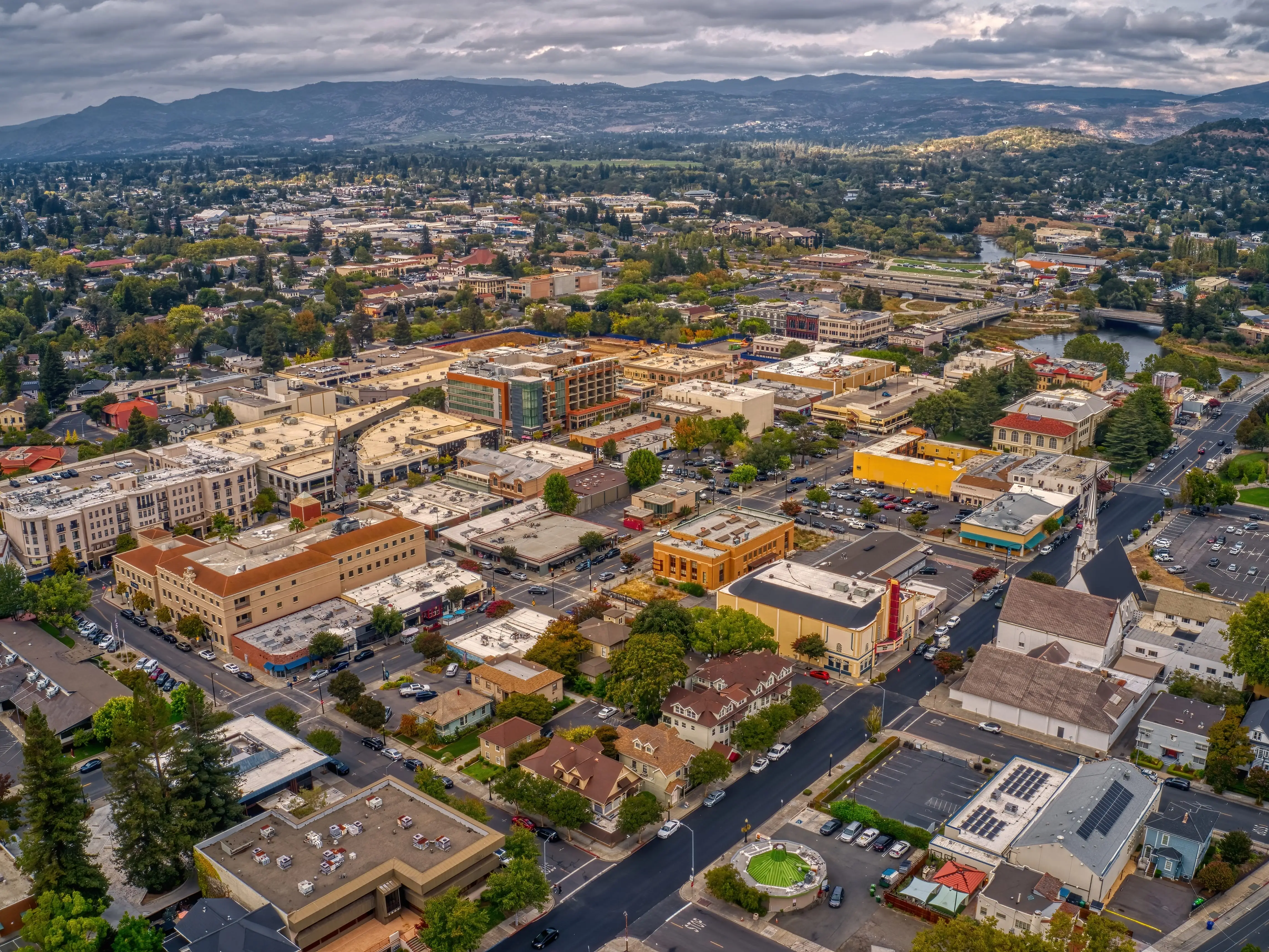 Aerial View of Napa, California during Summer