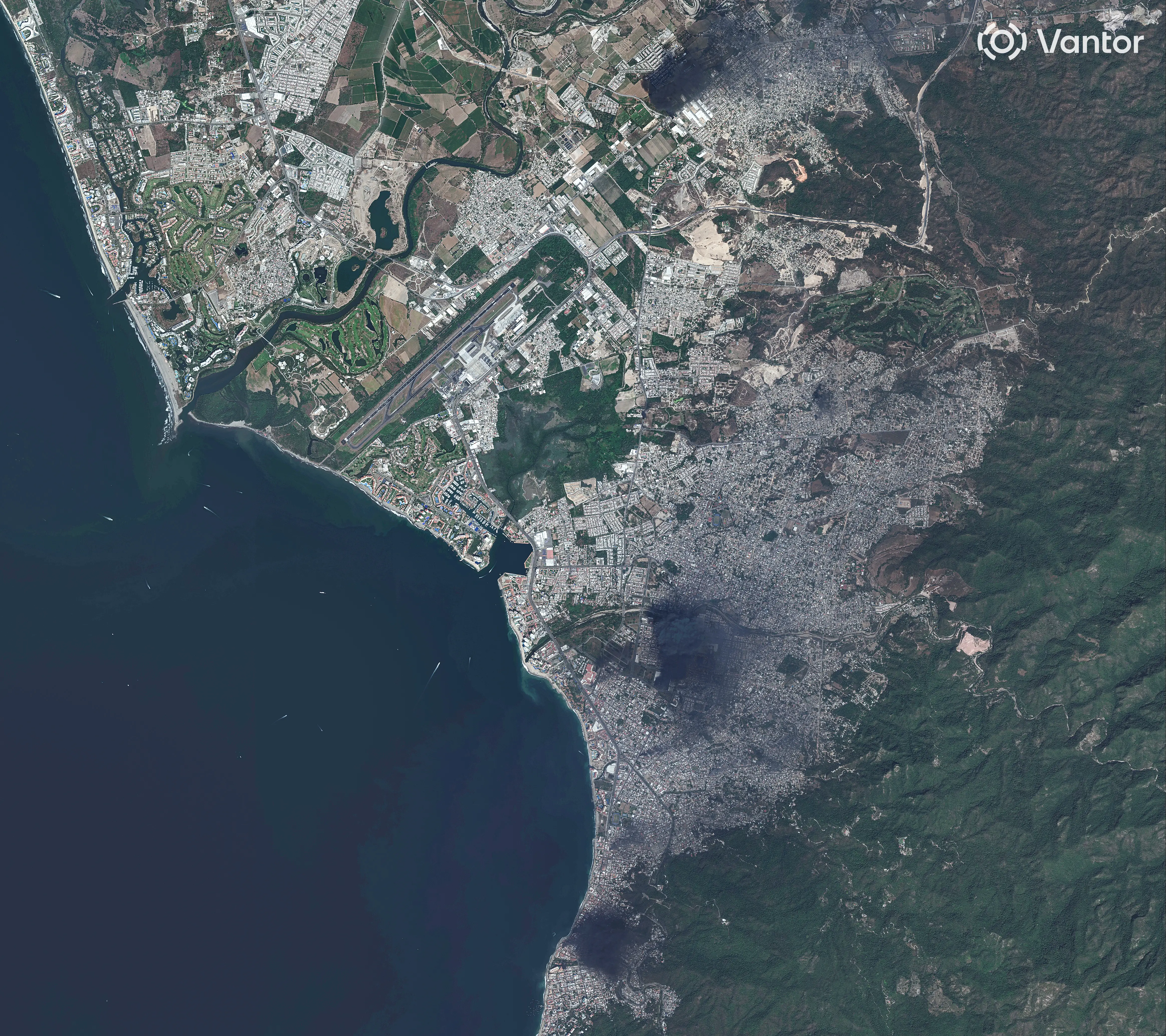 An overview of fires in Puerto Vallarta, Mexico, on February 22.