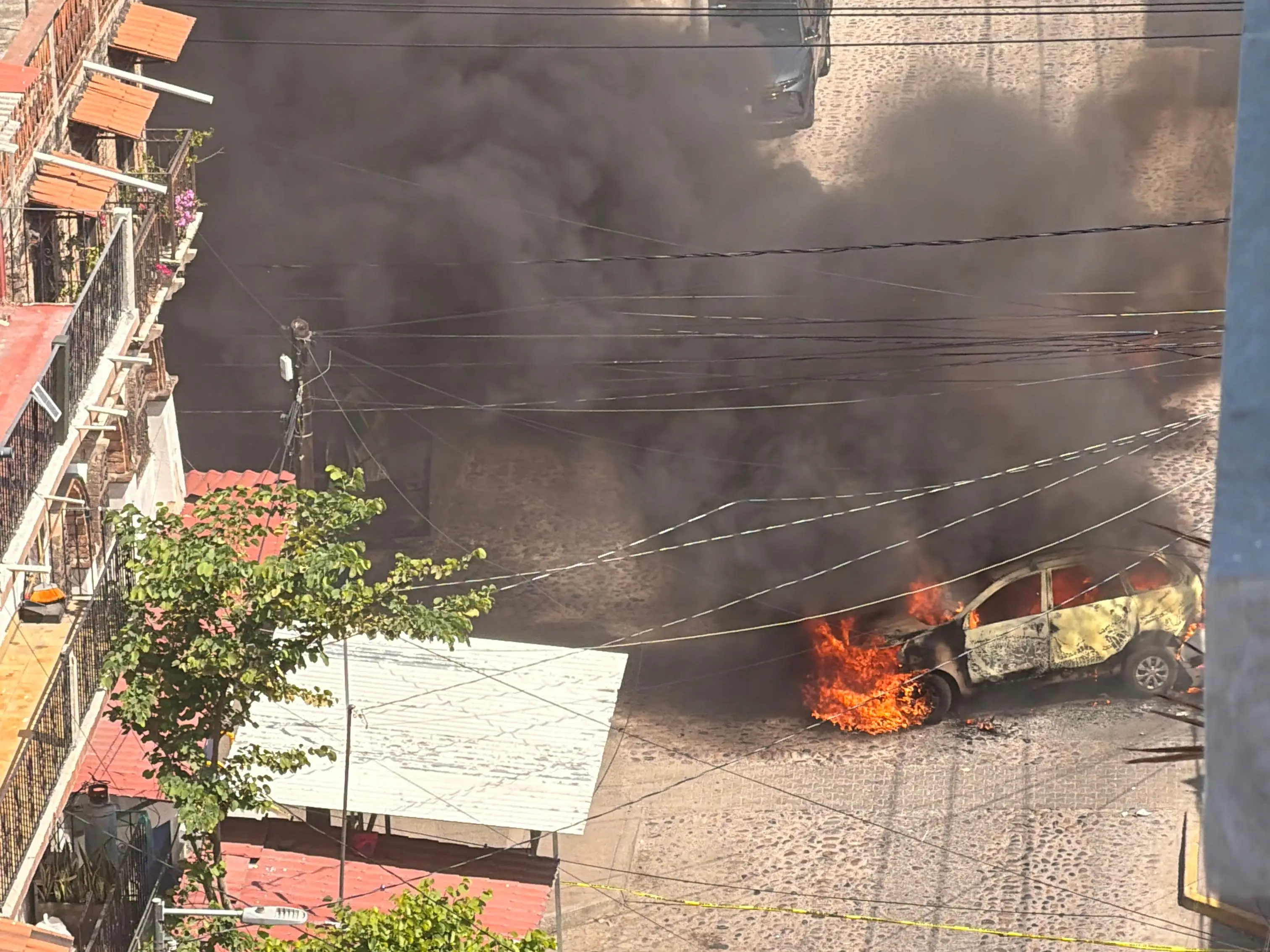 Car on fire in Puerto Vallarta