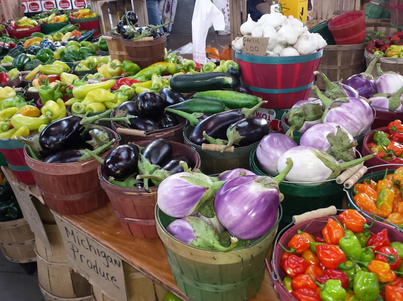 Fresh produce at a farmers market in Michigan.