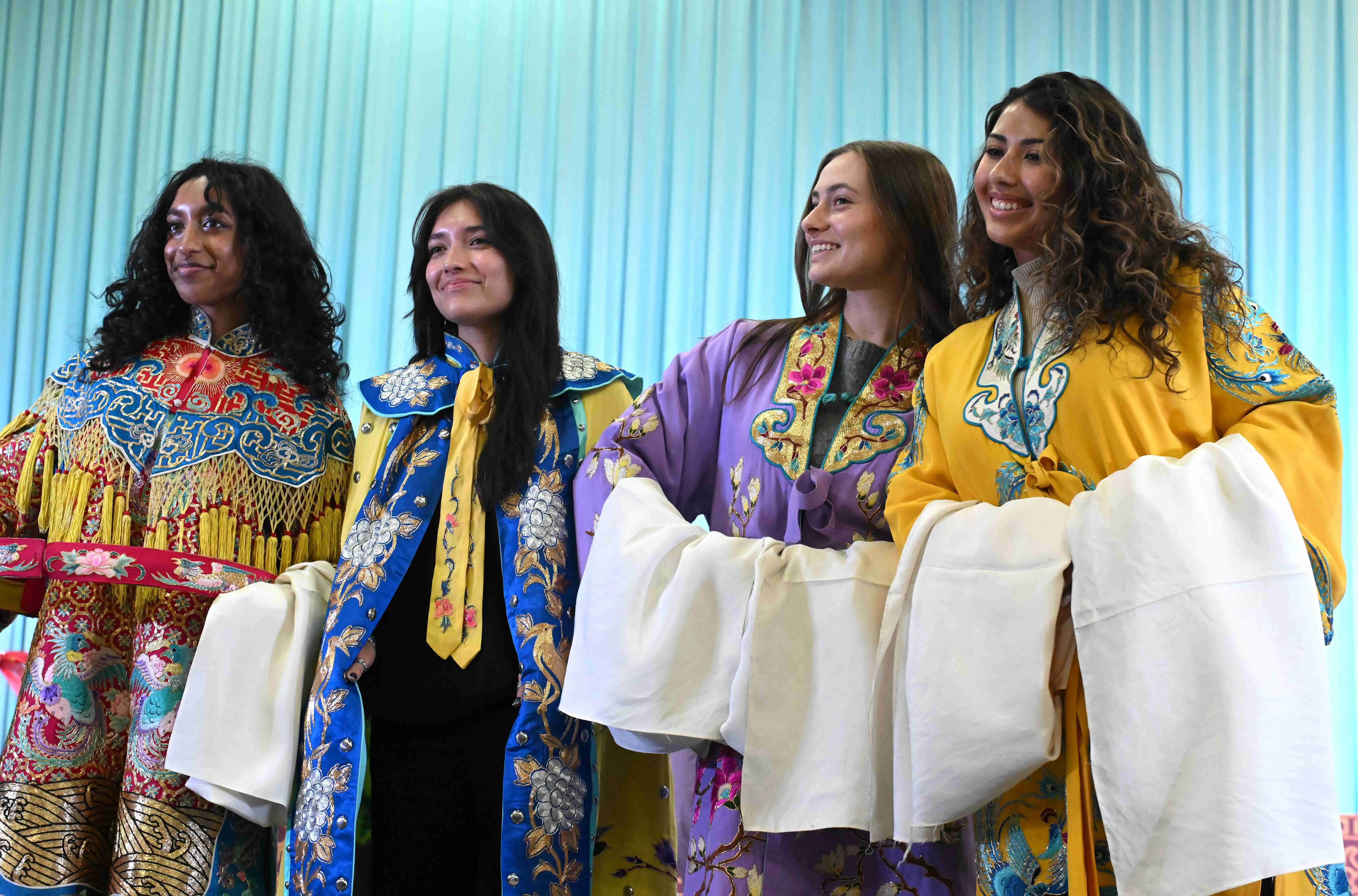 US students in chinese costumes