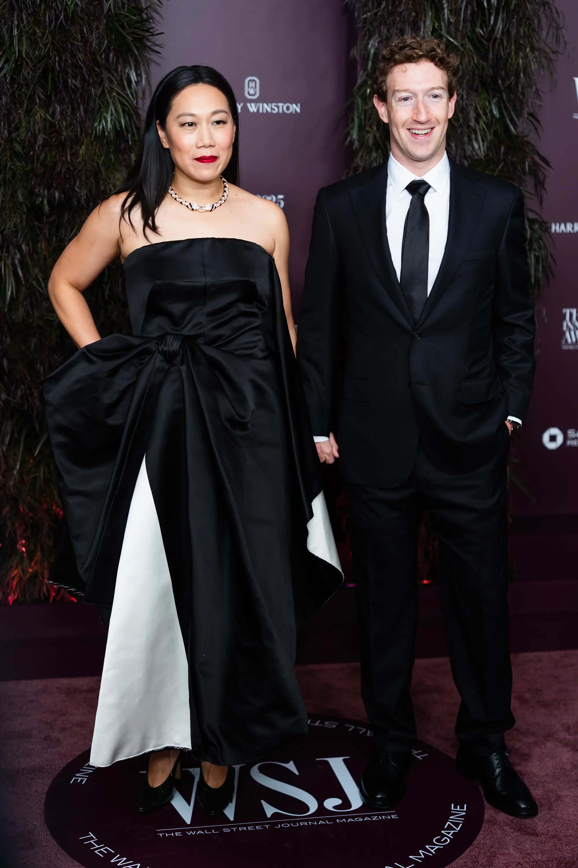 Priscilla Chan and Mark Zuckerberg at the 2025 WSJ Magazine 2025 Innovator Awards in New York City.