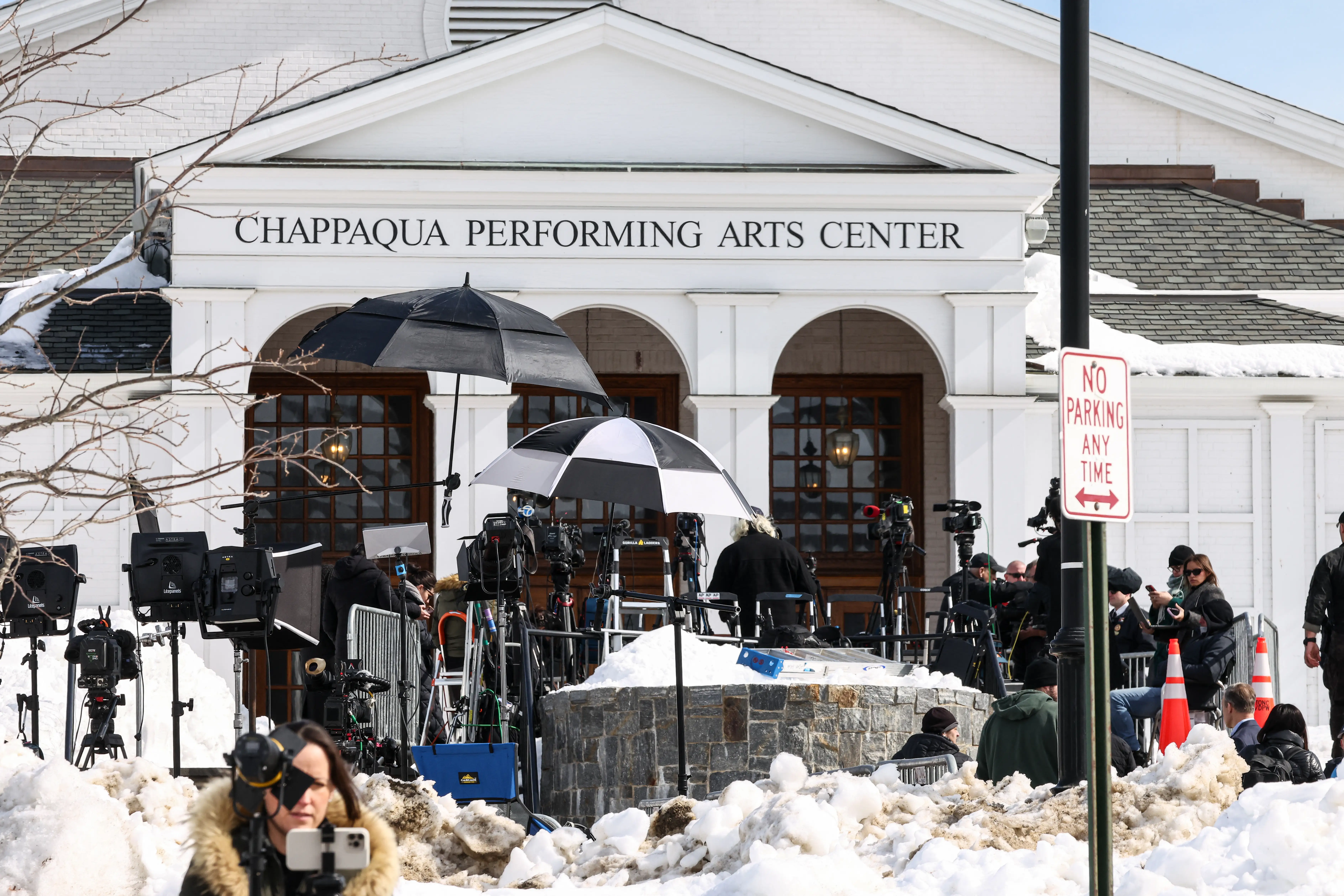 A view of the Chappaqua Performing Arts Center, where Hillary Clinton testified on Thursday