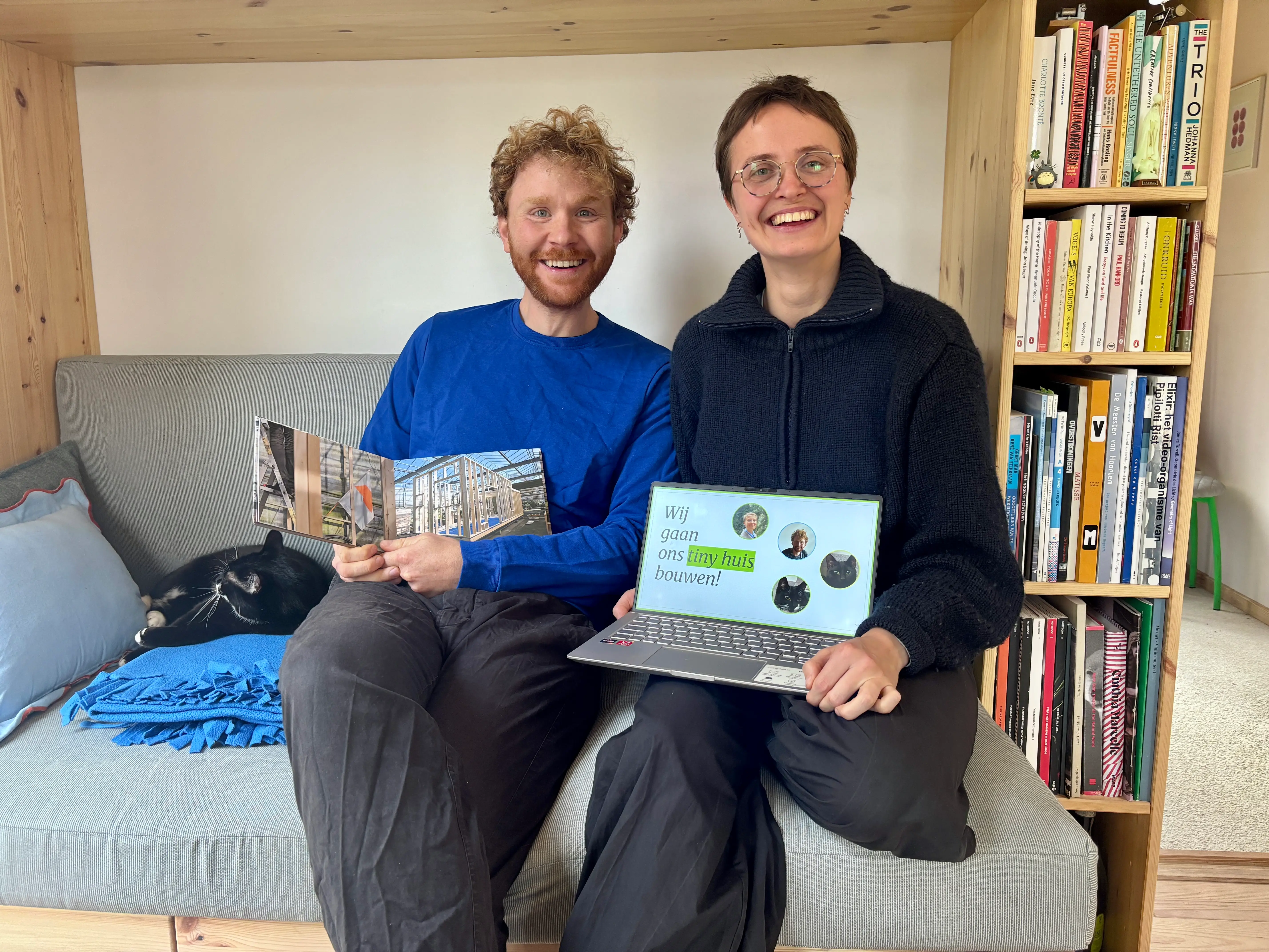 Simone Solazzo, left, and Anne Leijdekkers, right, showing their presentation