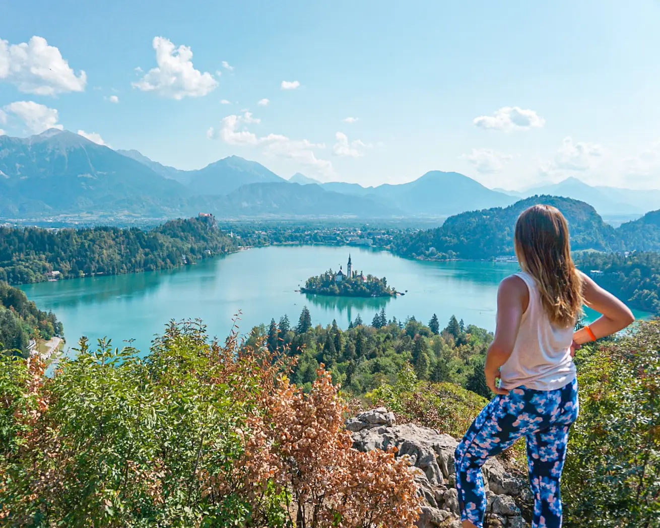 Woman staring out at Slovenia from above