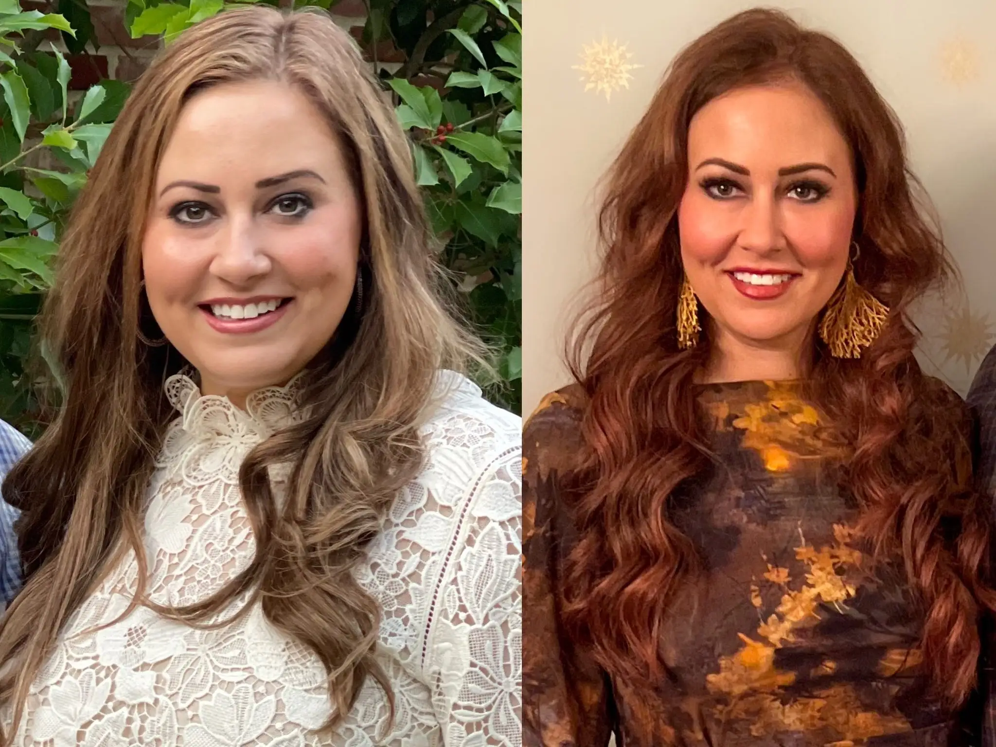 A before-and-after photograph of a woman who lost 100 pounds in weight