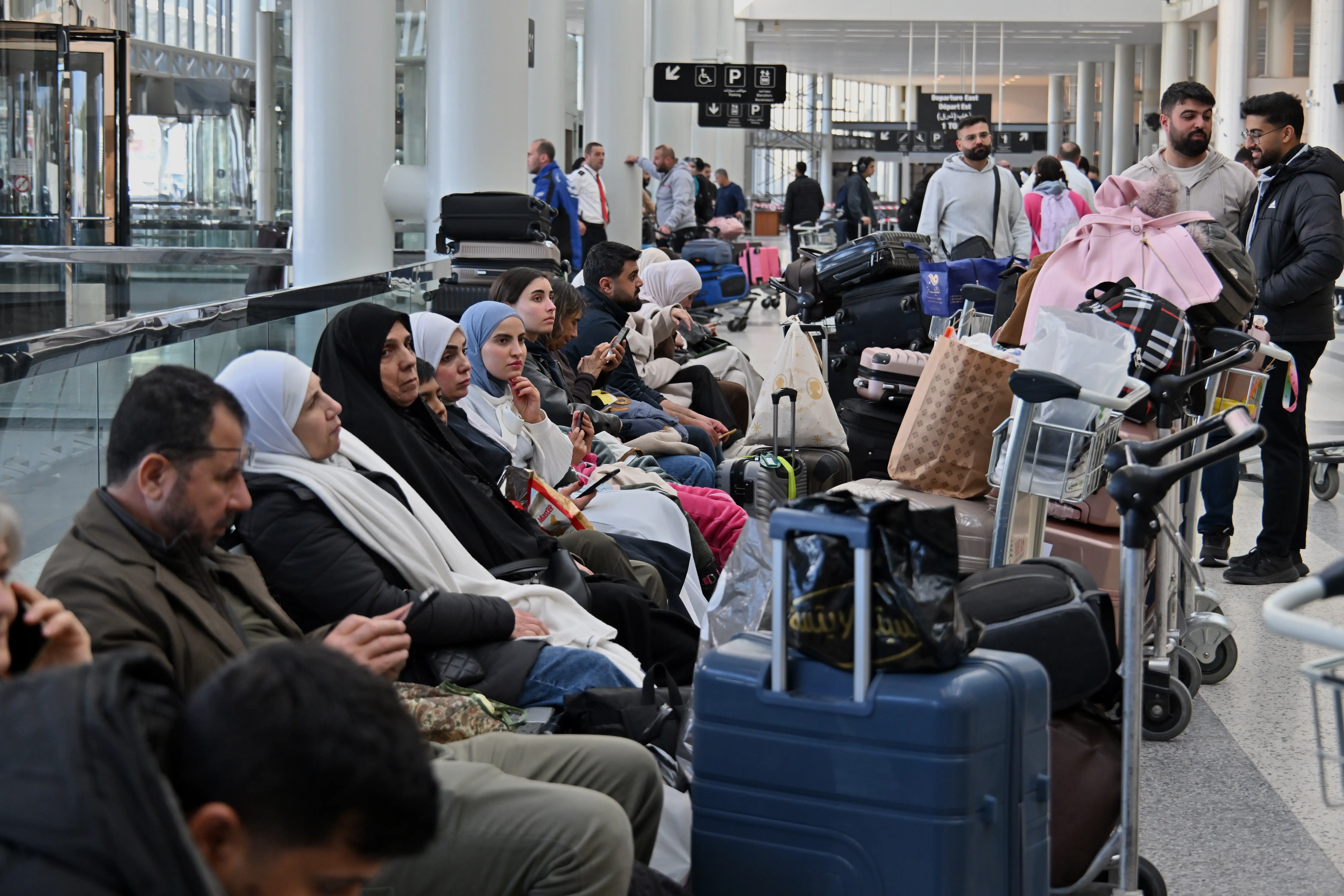 Stranded passengers at Rafik Hariri International Airport