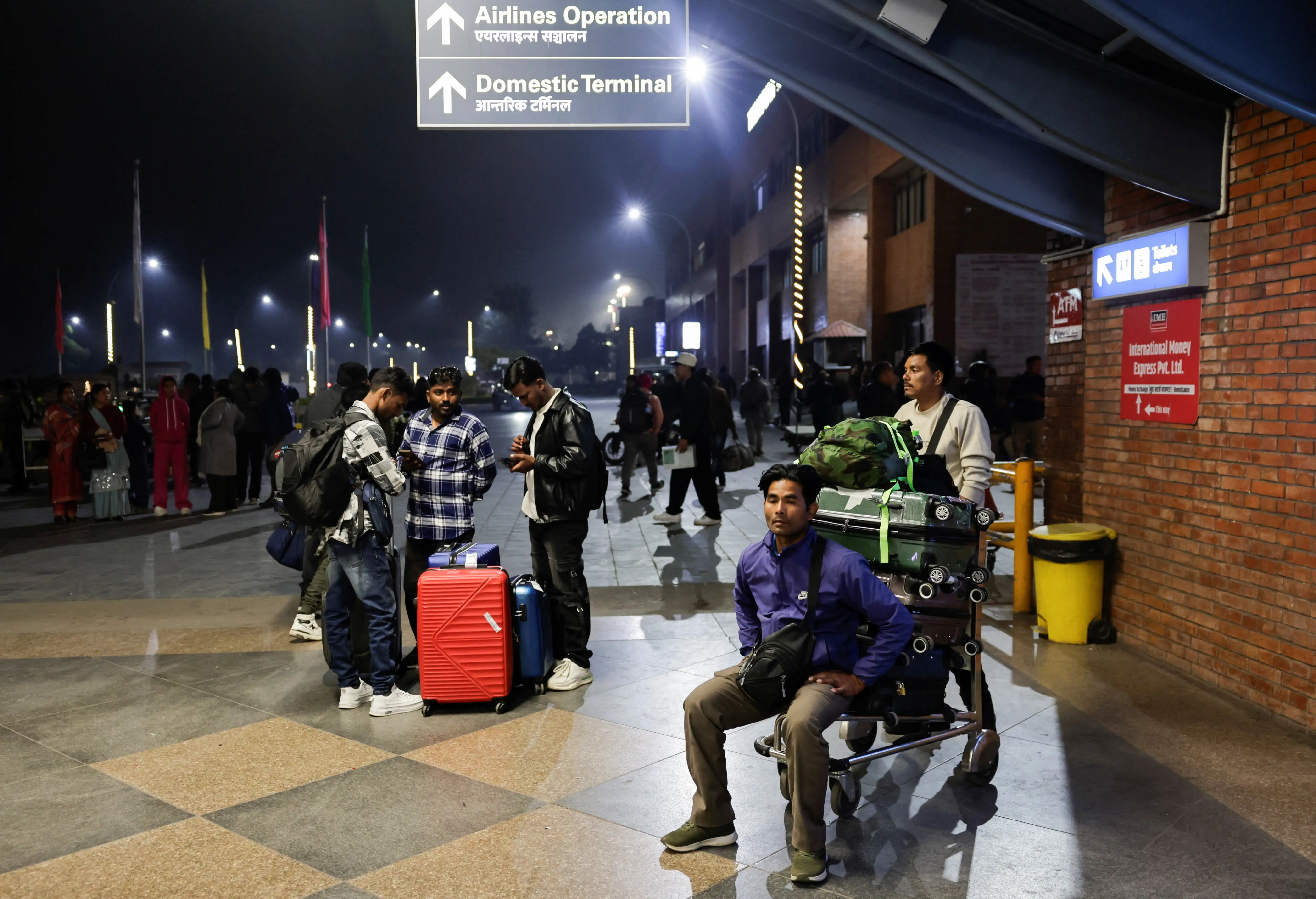 Stranded passengers at Tribhuvan International Airport in Nepal.