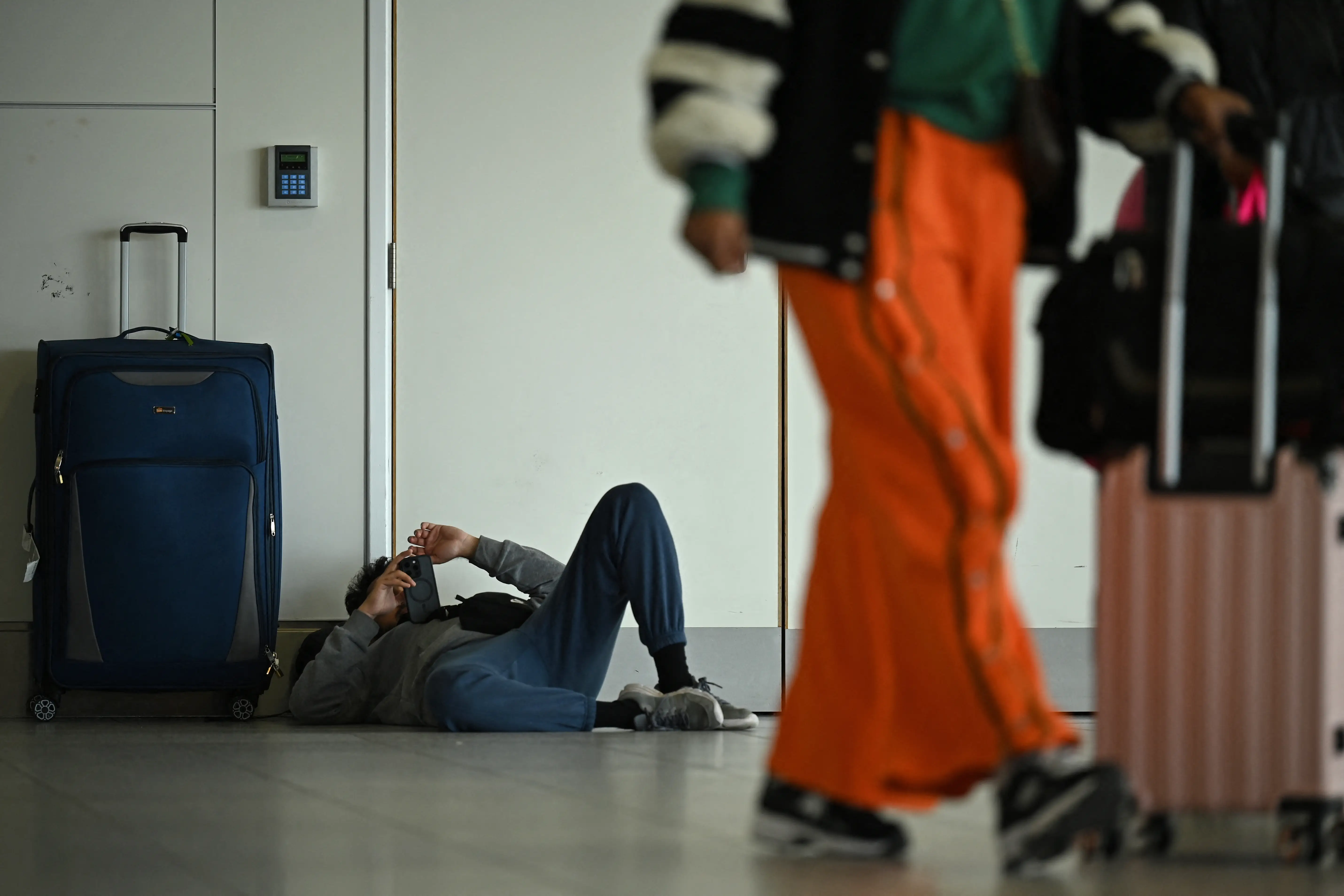 Passenger at London Gatwick Airport on February 28.