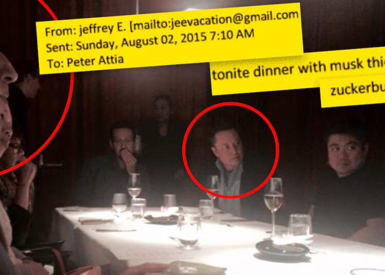 Epstein’s Secret Pic of ‘Wild’ Dinner With Tech Titans Exposed