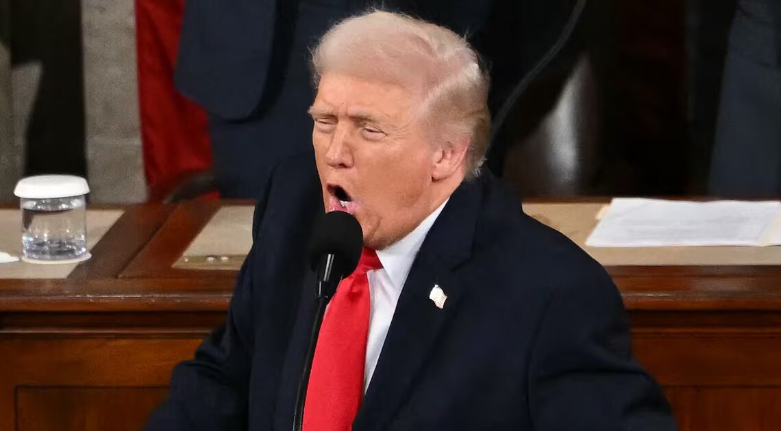 Yelling Trump Blows Out His Mic in Early SOTU Gaffe