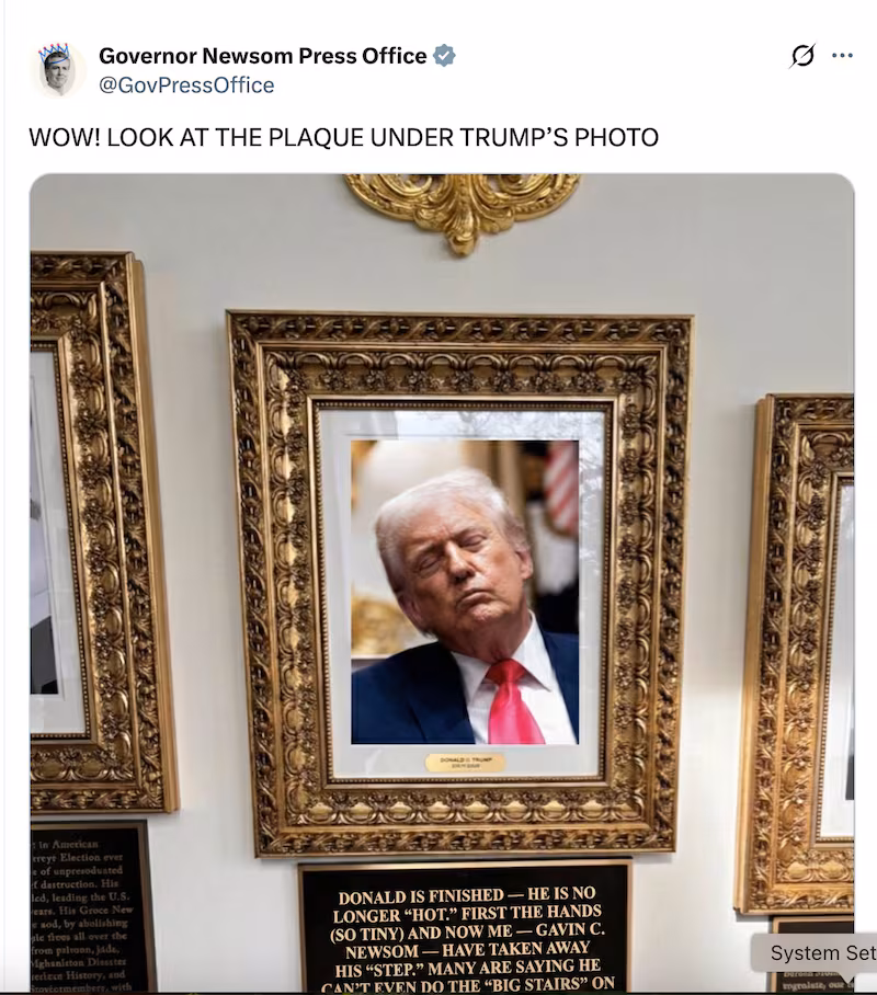 Newsom's past trolling of Trump and his 