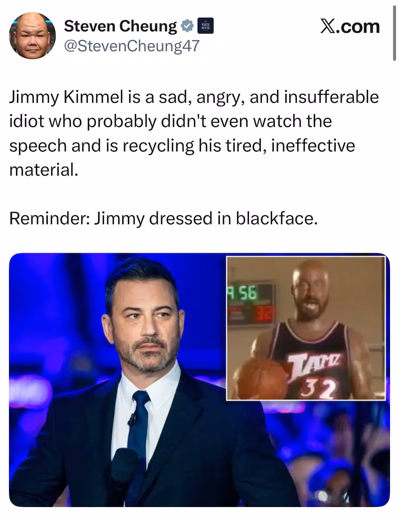 Steven Cheung tweet Jimmy Kimmel