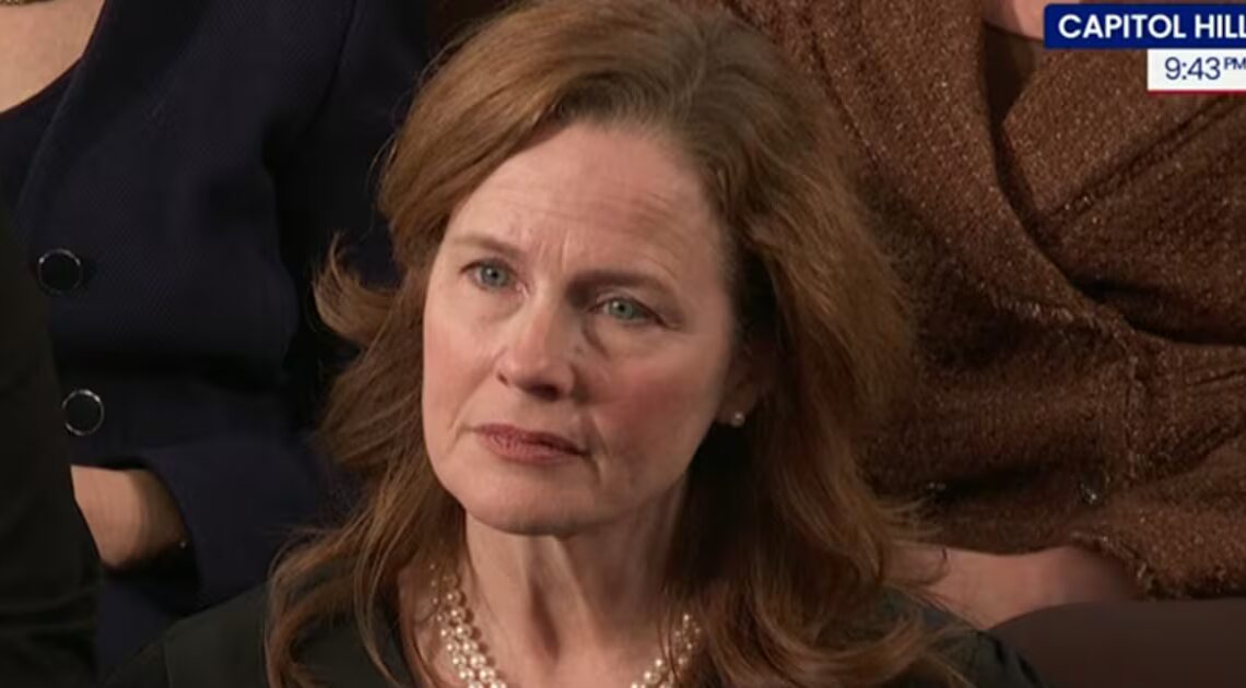 Amy Coney Barrett Stares Down Trump as He Slams SCOTUS