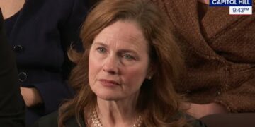 Amy Coney Barrett Stares Down Trump as He Slams SCOTUS