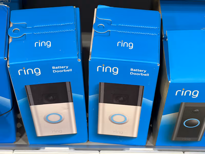 MIAMI, FLORIDA - FEBRUARY 16: Amazon-owned Ring home security camera systems are displayed for sale at a store on February 16, 2026 in Miami, Florida. A Super Bowl ad for Ring security cameras showed how the company can scan neighborhoods using its camera systems for missing dogs, which caused concern among Ring owners and prompted some customers to remove their cameras. Ring announced on Thursday that it would no longer work with Flock Safety, a firm that deploys camera systems and license-plate readers for law enforcement use. (Photo by Joe Raedle/Getty Images)