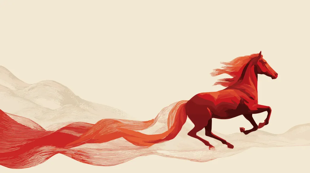 Red Fire Horse Vector Running with Fiery Motion Trail for Chinese New Year 2026 Background