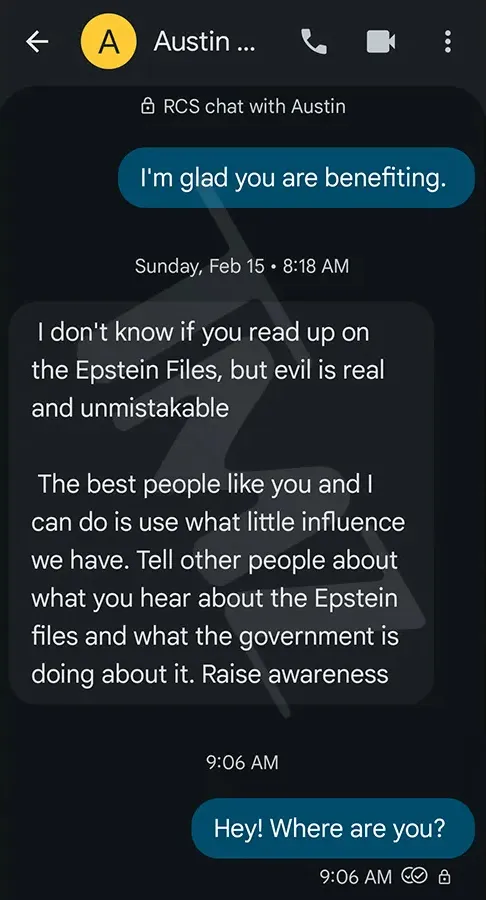 Austin Tucker Martin's text messages about the Epstein files.