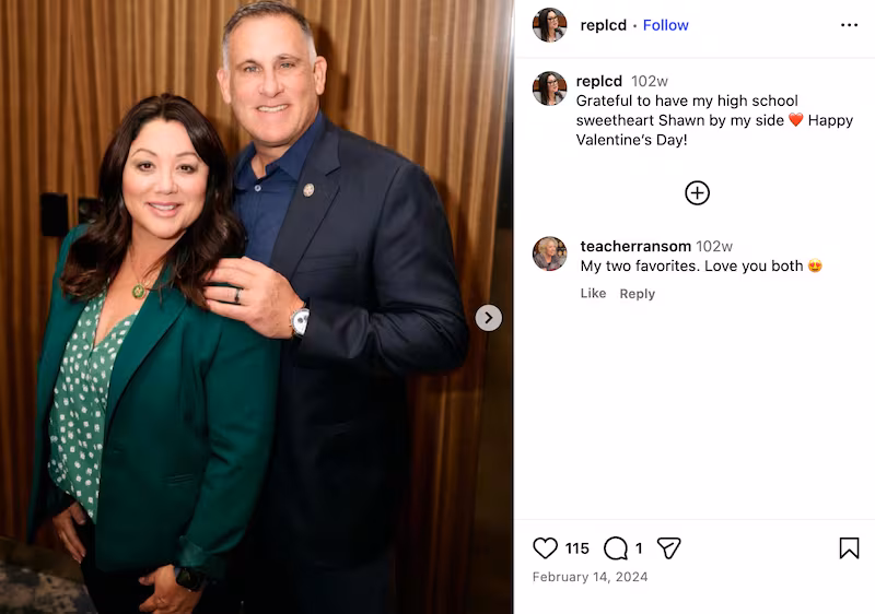 Labor Secretary Lori Chavez-DeRemer and her husband, Dr. Shawn DeRemer in an Instagram post from Chavez-DeRemer on Valentine's Day 2024.