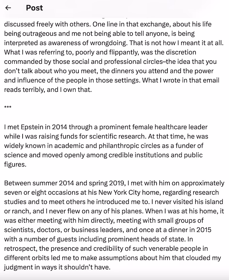 Then, the anti-aging influencer released a lengthy statement on Monday.