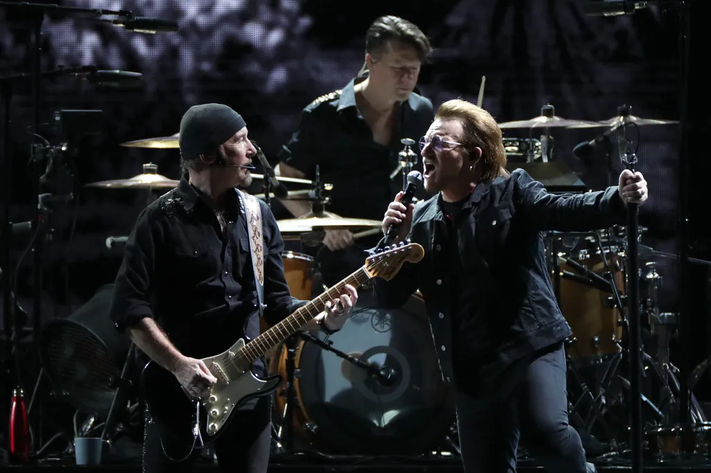 U2 performing live at The Joshua Tree Tour 2019 in Seoul.