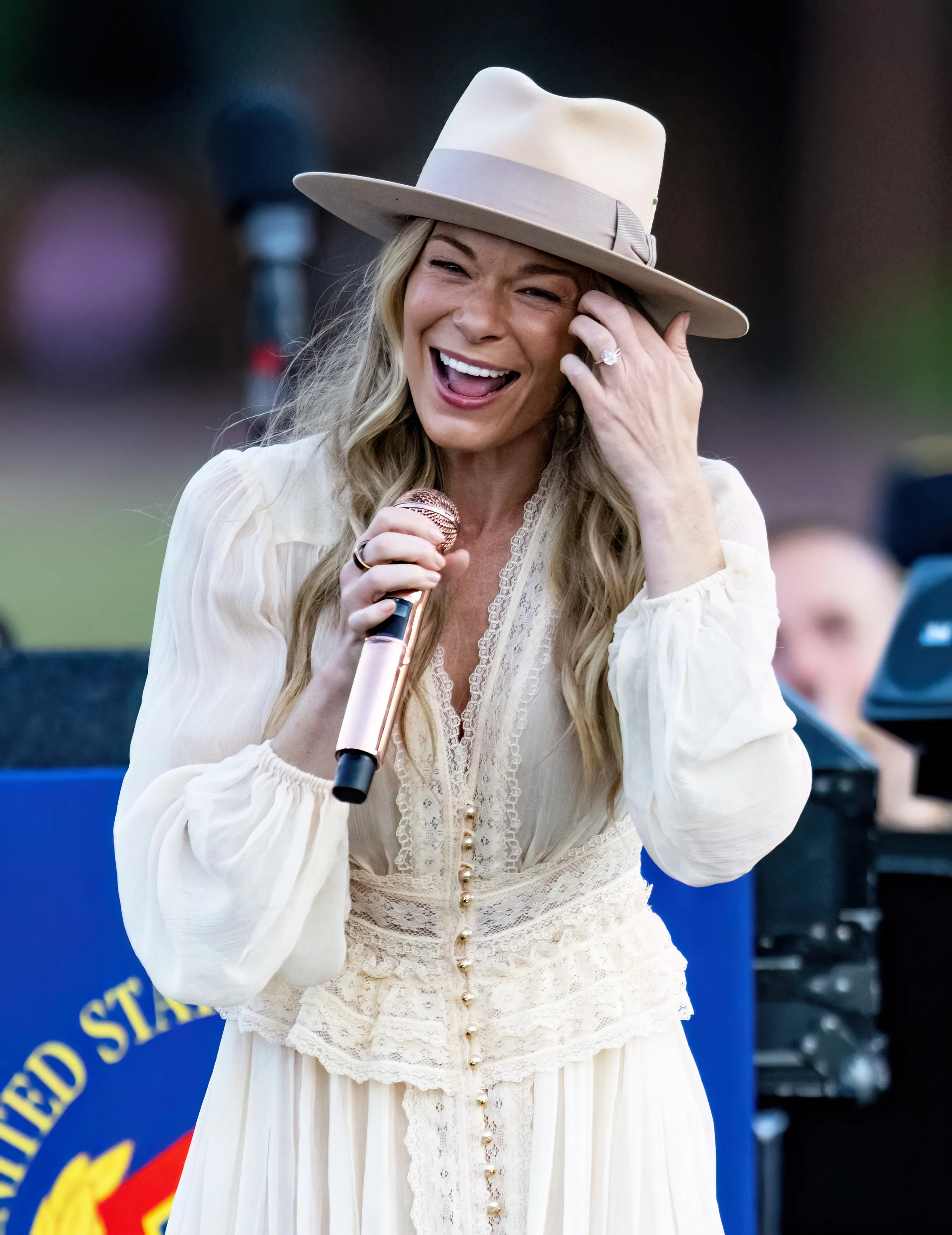 Rimes is seen performing during Salute to Service: The United States Army Field Band featuring LeAnn Rimes on July 03, 2024 in Philadelphia