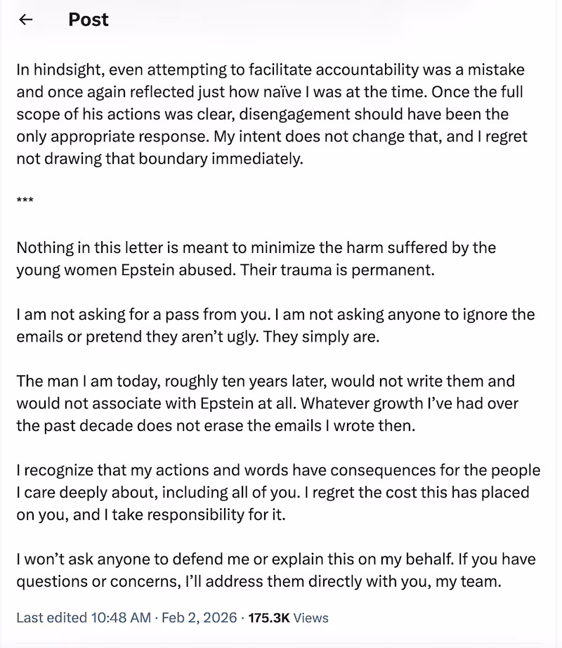 Attia said he won't ask anyone to defend him. So far, no one has.