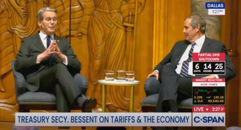 Bessent, the moment he said he doesn't believe Americans will see any of the money garnered from Trump's tariffs at the Economic Club of Dallas