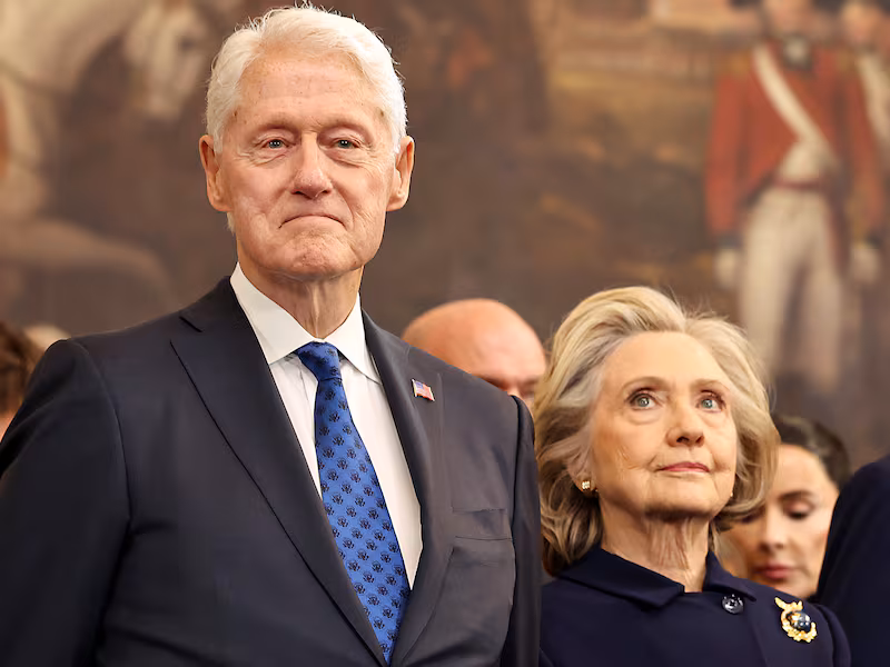 WASHINGTON, DC - JANUARY 20: (L-R) Former U.S. President Bill Clinton, former U.S. Secretary of State Hillary Clinton and former U.S. President George W. Bush attend the inauguration of U.S. President-elect Donald Trump in the Rotunda of the U.S. Capitol on January 20, 2025 in Washington, DC. Donald Trump takes office for his second term as the 47th president of the United States. (Photo by Chip Somodevilla/Getty Images)
