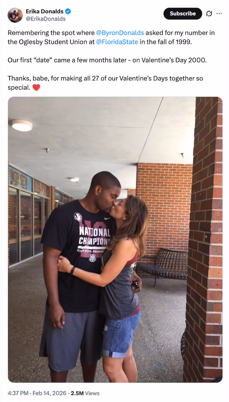 Erika Daniels just wanted to publicly celebrate her relationship with Byron. It perhaps didn't turn out quite as planned.