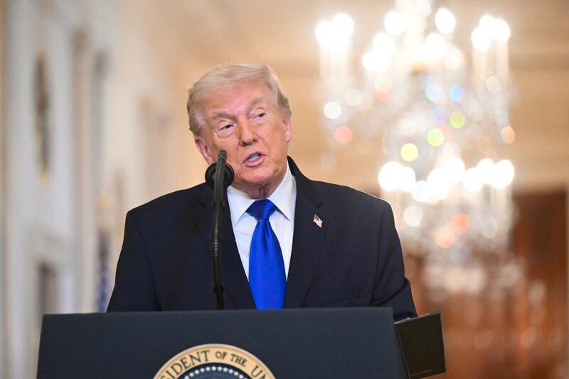 President Donald Trump became distracted while speaking during the Angel Families Remembrance Ceremony in the East Room of the White House on February 23, 2026.
