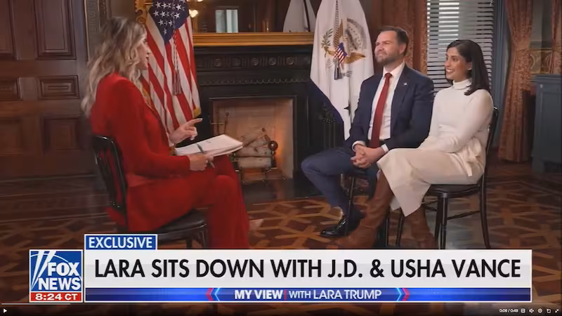 JD Vance and Usha Vance appear on Saturday's episode of 'My View With Lara Trump'.