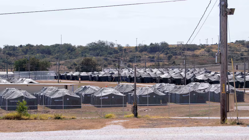 Newly erected holding tents for detained migrants are seen at the United States' Naval Station Guantanamo Bay.