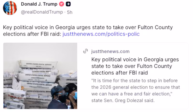 Donald Trump Truth Social post