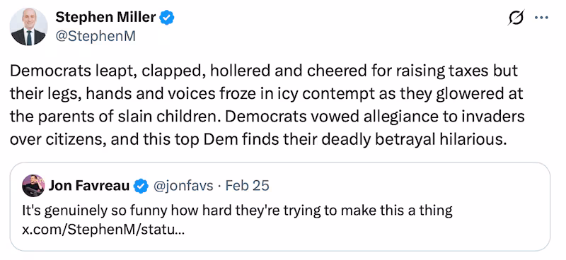 Stephen Miller and Jon Favreau battle each other on X.