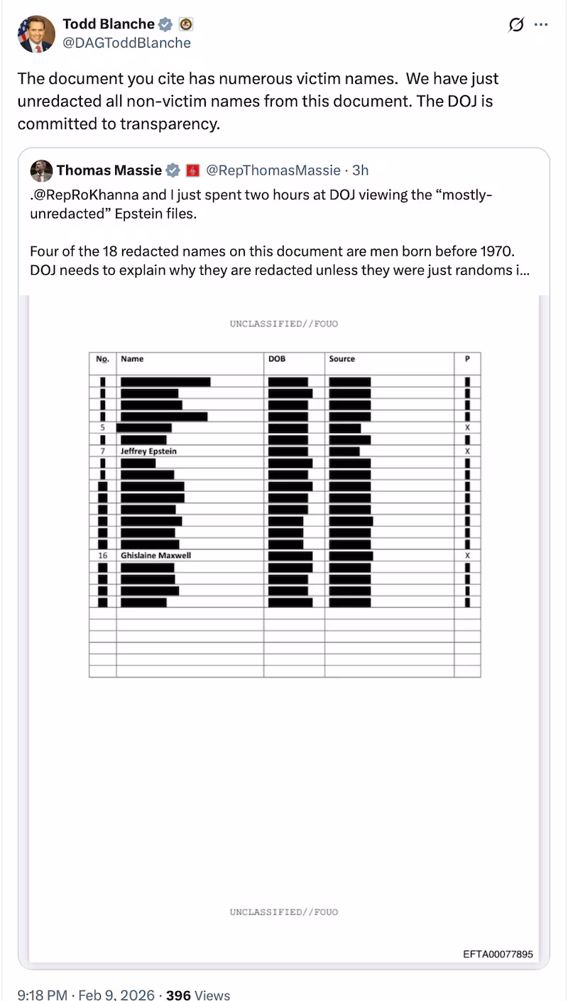 Blanche addressed several of Massie's posts Monday night.