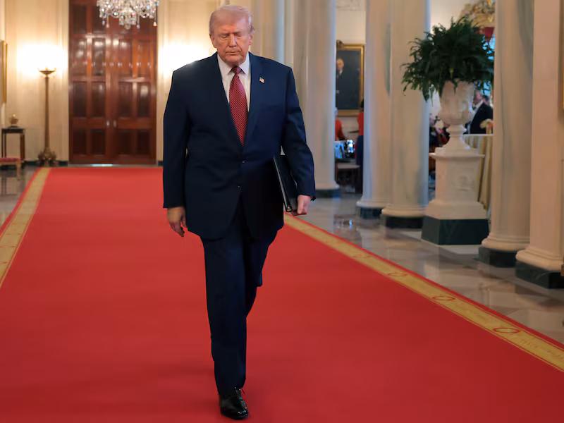 WASHINGTON, DC - FEBRUARY 11:  U.S. President Donald Trump arrives for an event on the use of coal in the East Room of the White House on February 11, 2026 in Washington, DC. The lobby group Washington Coal Club awarded Trump the "Undisputed Champion of Coal" award. Trump is also expected to sign an executive order directing the Defense Department to buy electricity from coal-fired power plants. (Photo by Anna Moneymaker/Getty Images)