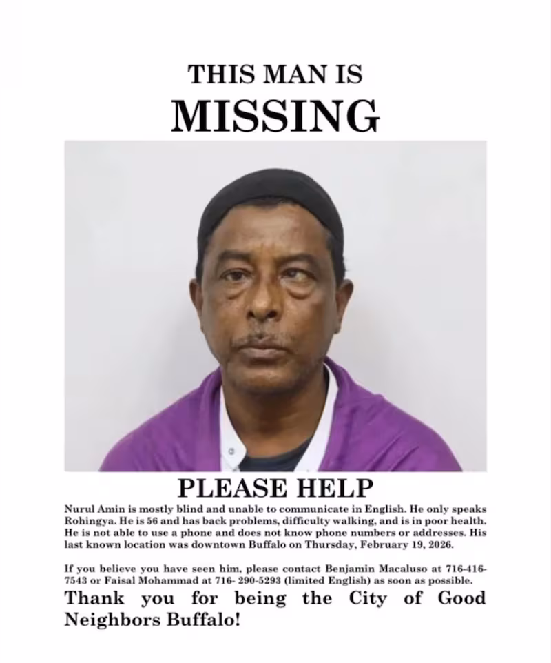 The mssing poster circulated by the family of Rohingya refugee Nurul Amin Shah Alam.