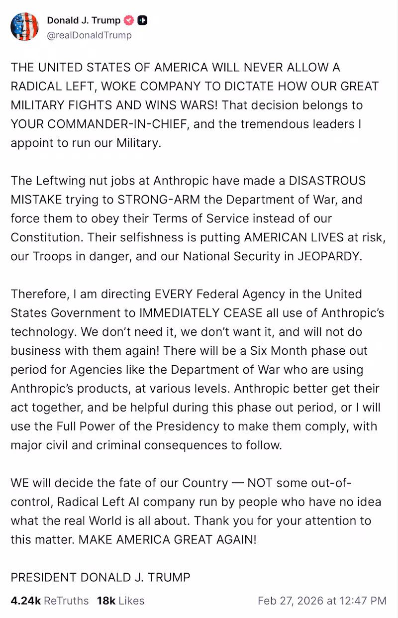 Donald Trump's Truth Social Post